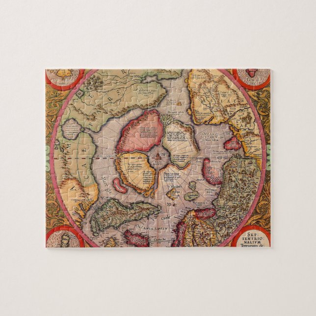 Antike Karte der Nordpol-Karte von Mercator (Horizontal)