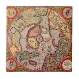 Antike Karte der Nordpol-Karte von Mercator Fliese