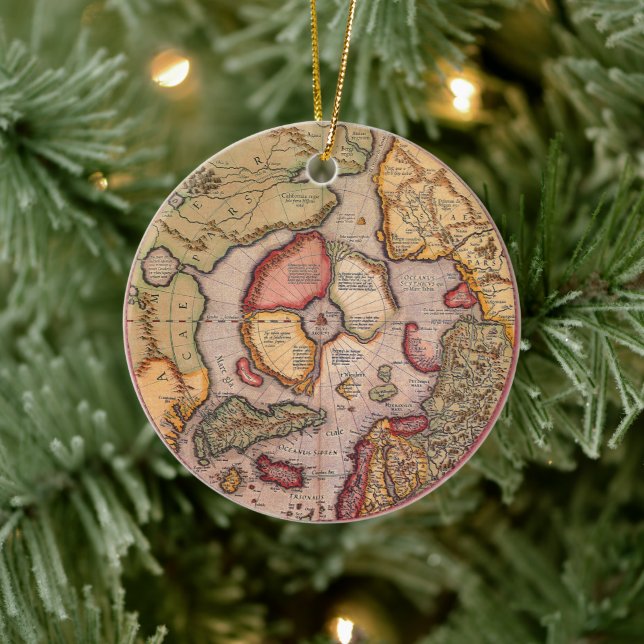 Antike Karte der Nordpol-Karte von Mercator Keramikornament (Baum)