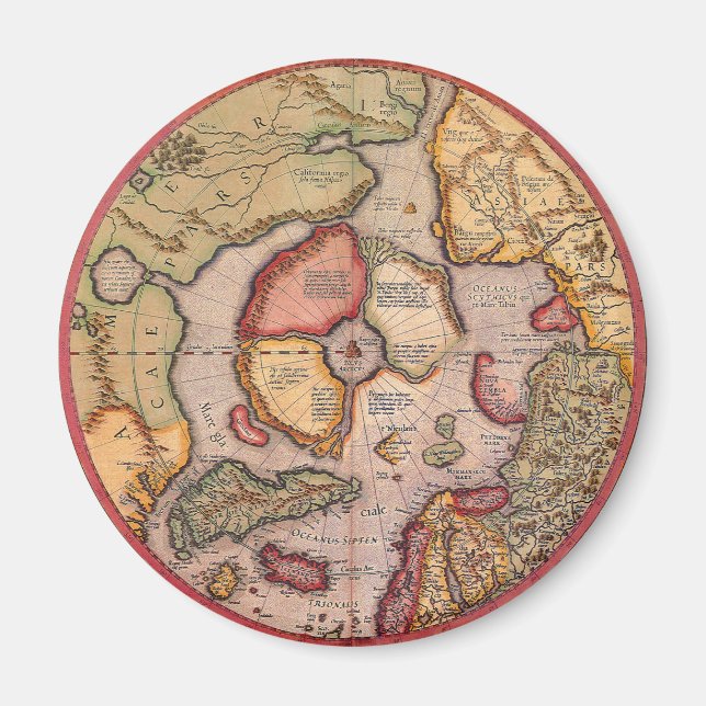 Antike Karte der Nordpol-Karte von Mercator Magnet (Vorne)