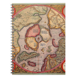 Antike Karte der Nordpol-Karte von Mercator Notizblock
