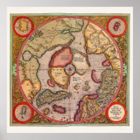 Antike Karte der Nordpol-Karte von Mercator