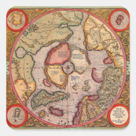Antike Karte der Nordpol-Karte von Mercator Quadratischer Aufkleber