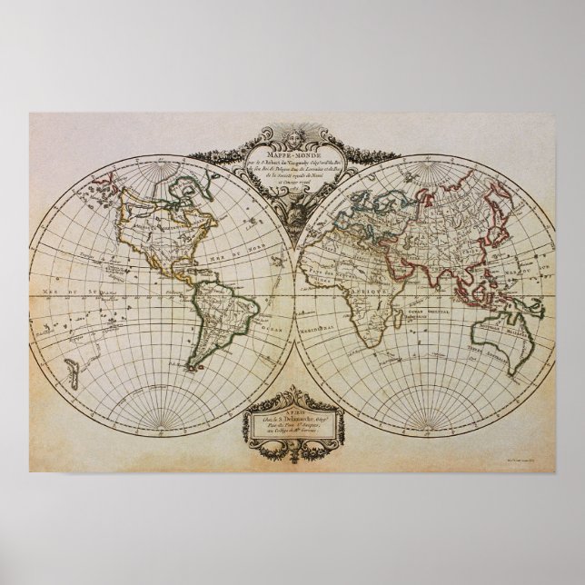 Antike Karte der Welt Poster (Vorne)