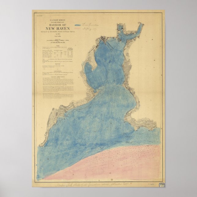 Antike Karte des Hafens von New Haven Connecticut Poster (Vorne)