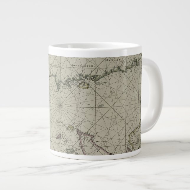 Antike Karte des Kanals, 1666 (Farbgravur) Jumbo-Tasse (Vorderseite Rechts)