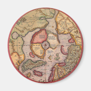 Antike Karte des Nordpols von Mercator Magnet