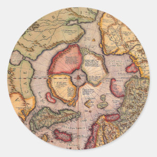 Antike Karte des Nordpols von Mercator Runder Aufkleber
