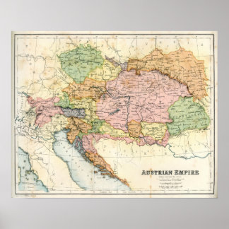 Antike Karte des österreichischen Reiches Poster