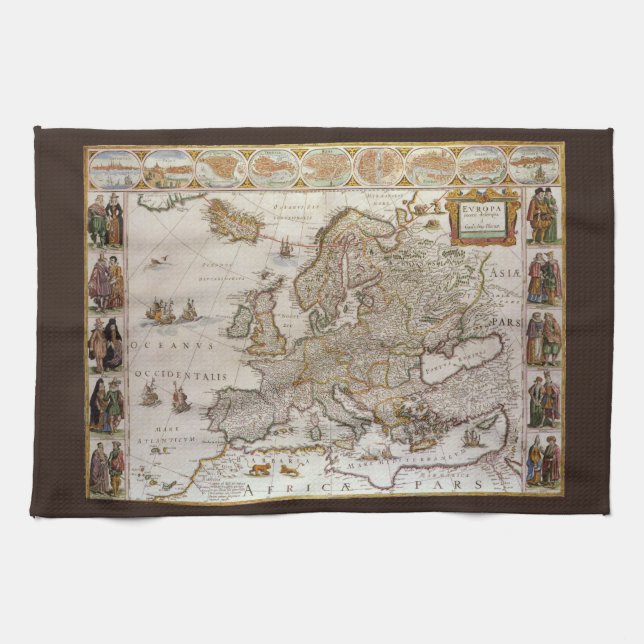 Antike Karte Europas von Willem Jansz Blaeu, c1617 Handtuch (Horizontal)