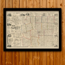 Antike Karte Kolumbus, Ohio und Franklin Landkreis Poster