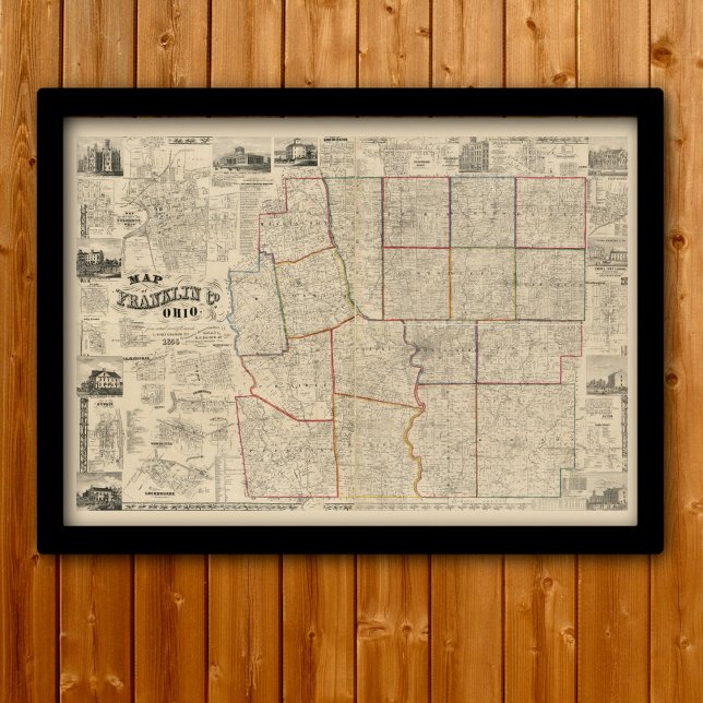 Antike Karte Kolumbus, Ohio und Franklin Landkreis Poster (Von Creator hochgeladen)