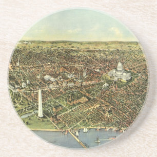 Antike Karte mit einer Panoramaansicht von Washing Getränkeuntersetzer