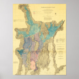 Antike Karte Narragansett Bay Rhode Island Poster