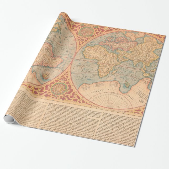 Antike Karte - Orbis Terrae Compendiosa Descritio Geschenkpapier (Ungerollt)