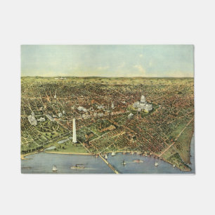 Antike Karte, Panoramasicht auf Washington DC Fußmatte