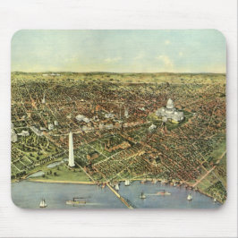 Antike Karte, Panoramasicht auf Washington DC Mousepad