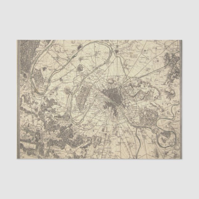 Antike Karte Paris Seidenpapier (Vorderseite)