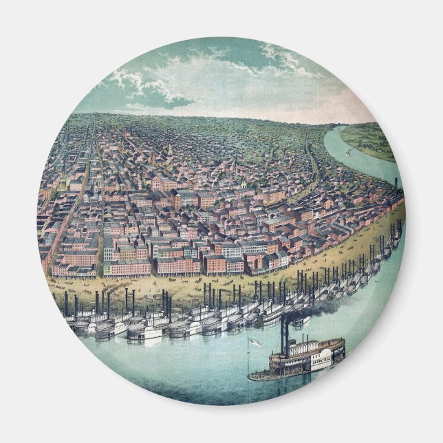 Antike Karte Saint Louis Missouri Mississippi Flus Magnet (Vorne)