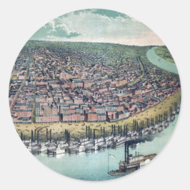 Antike Karte Saint Louis Missouri Mississippi Flus Runder Aufkleber