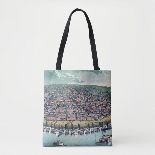 Antike Karte Saint Louis Missouri Mississippi Flus Tasche (Vorderseite)
