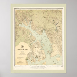 Antike Karte Schönes Seekartendiagramm der Glacier Poster