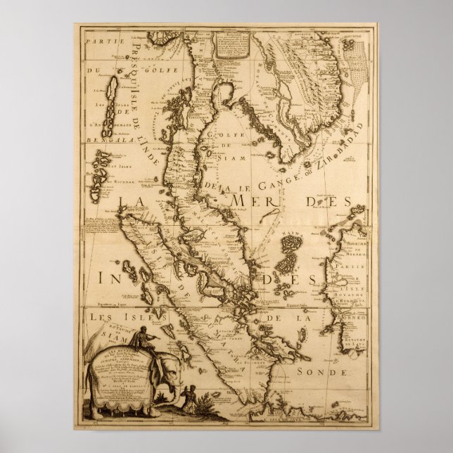 Antike Karte Südostasiens | 1687 Poster (Vorne)