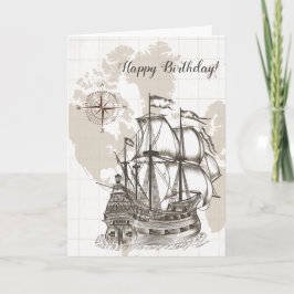 Antike Karte und Sailboat Geburtstag