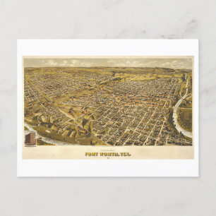 Antike Karte von 1891 von Fort Worth, Texas,