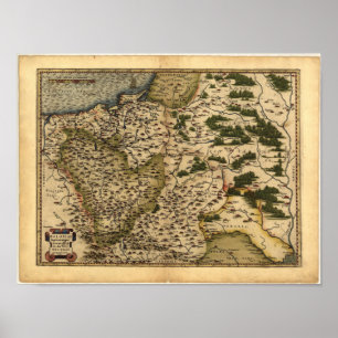 Antike Karte von ATLAS 1570 A.D. Polens ORTELIUS Poster
