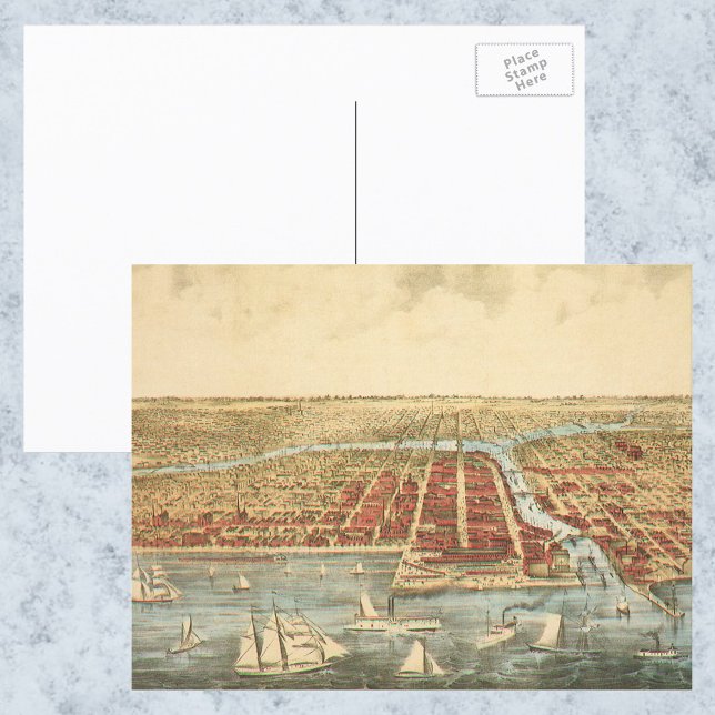 Antike Karte von Chicago, LaSalle Street und Fluss (Von Creator hochgeladen)