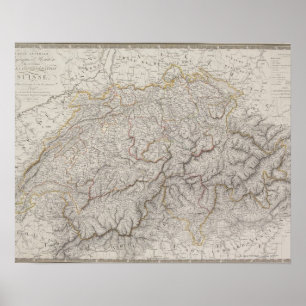 Antike Karte von der Schweiz Poster