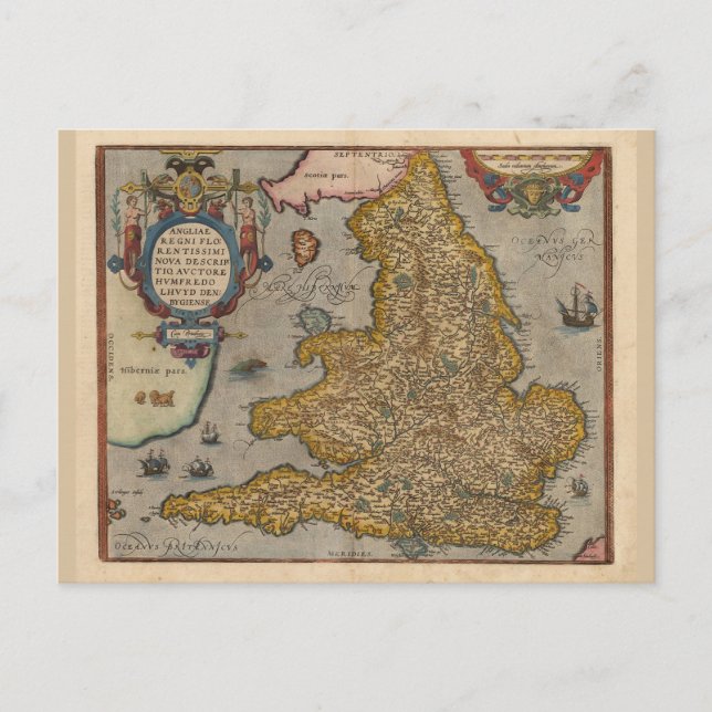 Antike Karte von England aus dem Jahr 1573 (Vorderseite)