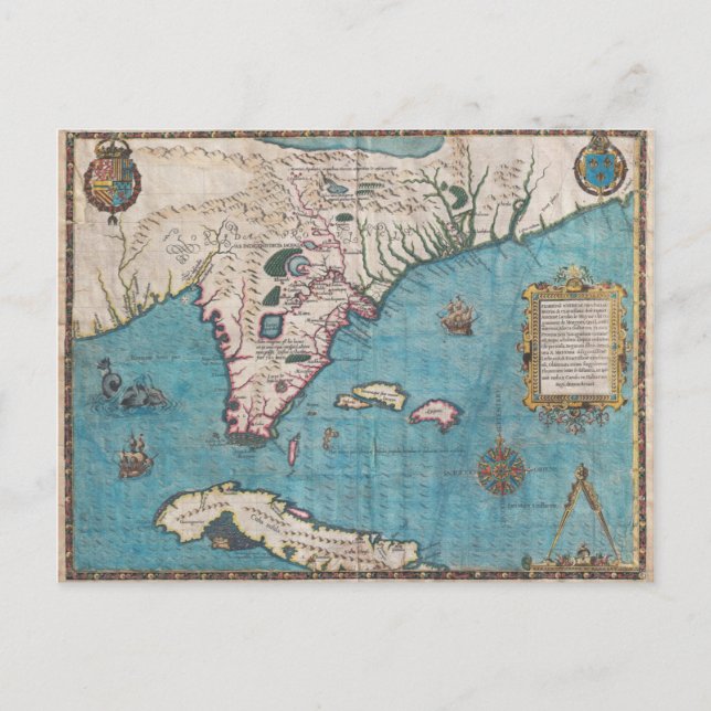 Antike Karte von Florida und Kuba (Vorderseite)