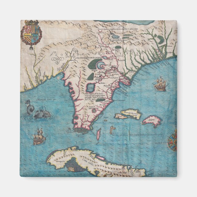 Antike Karte von Florida und Kuba Magnet (Vorne)