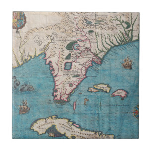 Antike Karte von Florida und von Kuba Fliese