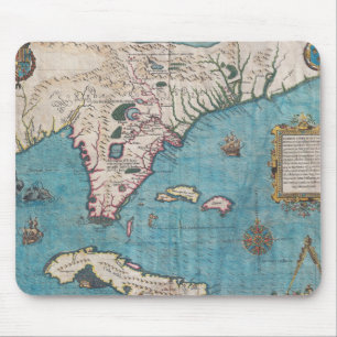 Antike Karte von Florida und von Kuba Mousepad
