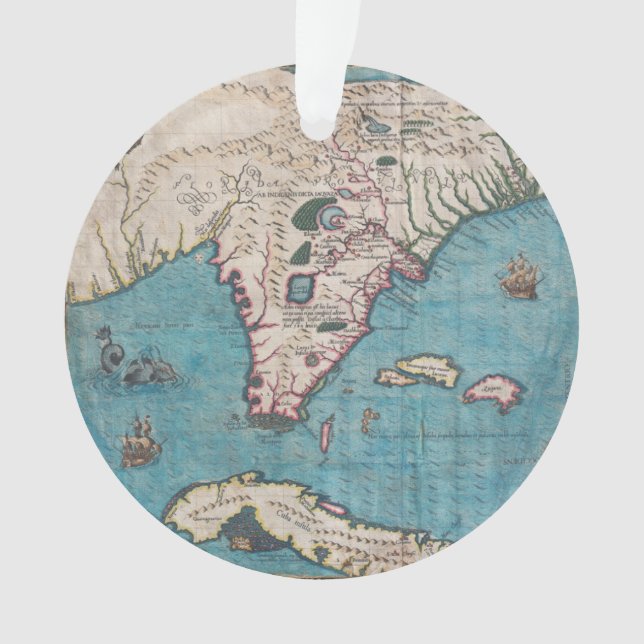 Antike Karte von Florida und von Kuba Ornament (Vorderseite)
