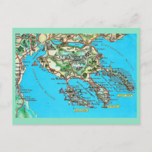 Antike Karte von Halkidiki Griechenland Postkarte