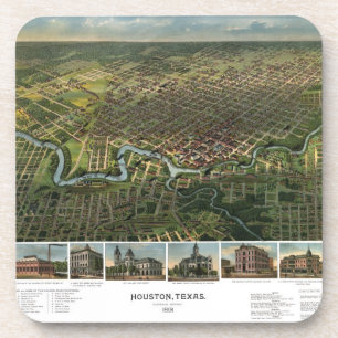 Antike Karte von Houston, Texas mit Buffalo River Getränkeuntersetzer