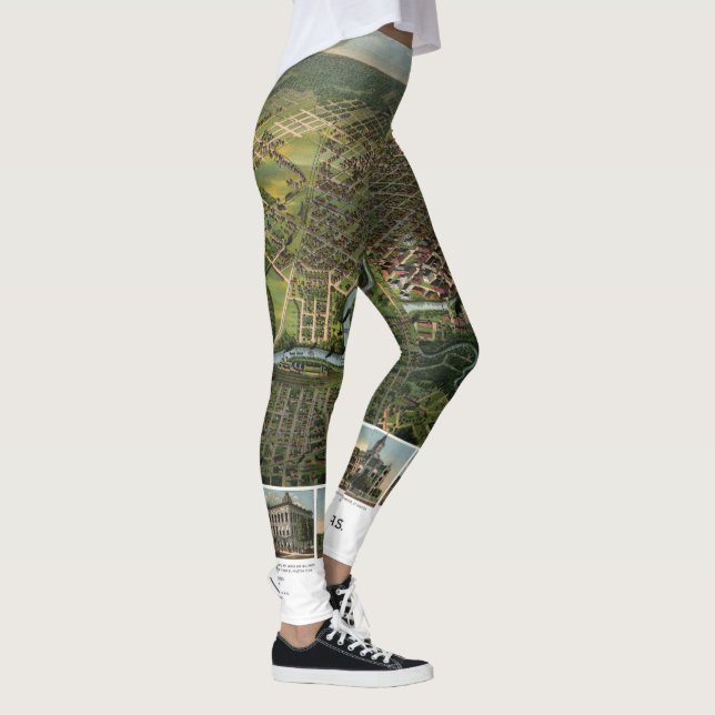 Antike Karte von Houston, Texas mit Fluss Buffalo Leggings (Rechts)