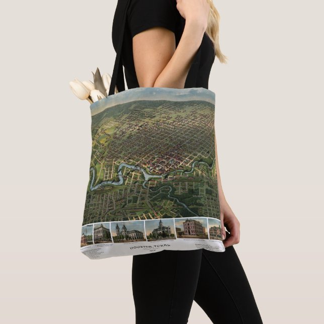 Antike Karte von Houston, Texas mit Fluss Buffalo Tasche (Von Nahem)