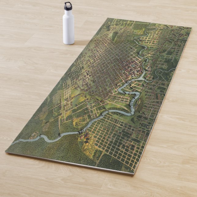 Antike Karte von Houston, Texas mit Fluss Buffalo Yogamatte (Beispiel)