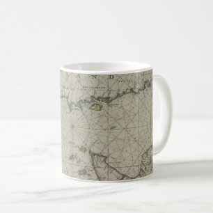 Antike Karte von Kanal, 1666 (Farbstich) Kaffeetasse