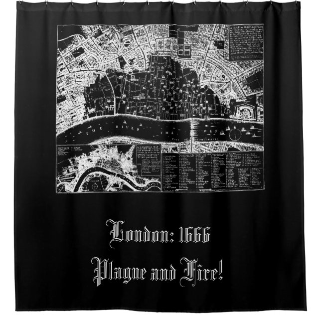 Antike Karte von London in 1666 Tasche Duschvorhang (Vorderseite)