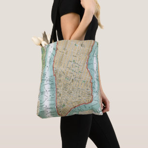 Antike Karte von Lower Manhattan und von Central Tasche
