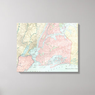 Antike Karte von New York City Leinwanddruck