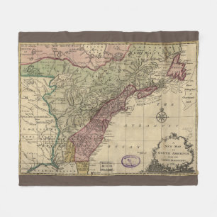 Antike Karte von Nordamerika, restauriert, 1763 Fleecedecke