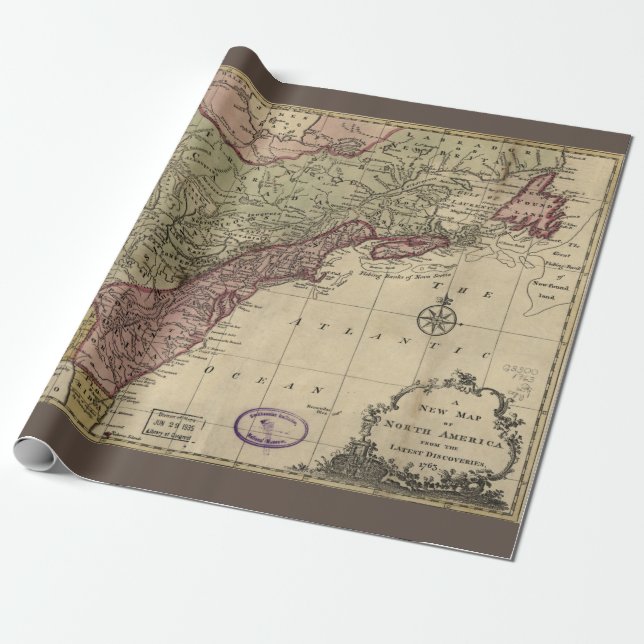 Antike Karte von Nordamerika, restauriert, 1763 Geschenkpapier (Ungerollt)
