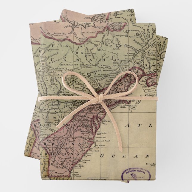 Antike Karte von Nordamerika, restauriert, 1763 Geschenkpapier Set (Beispiel)